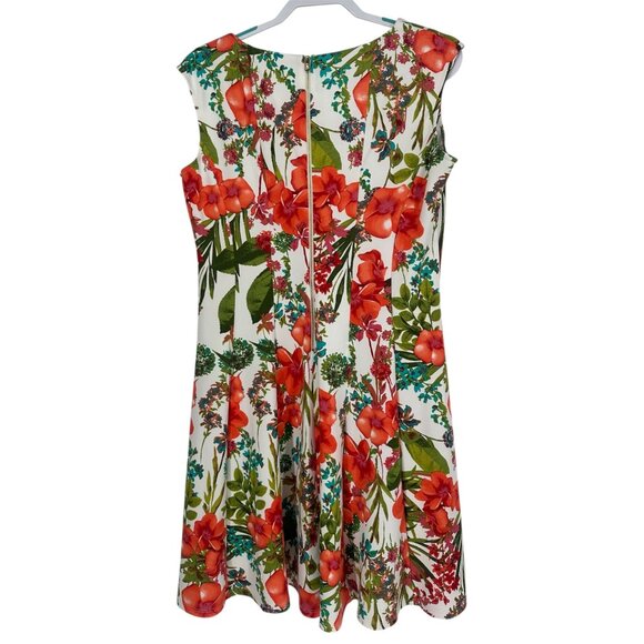 🌺 Zarr Collection Floral Fit & Flare Dress Botanical Print 12 🌺 - Picture 3 of 8